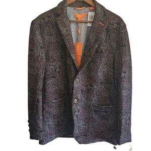 TALLIA Men's Paisley Burgundy and Gray Sports Coat Blazer Size Large